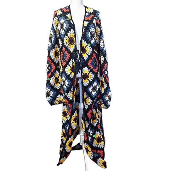 🦋NWOT! UNICORN! RARE! Granny Squares Party Cardi Duster Full Length Cardigan! - Picture 8 of 16